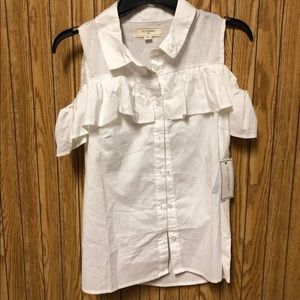 NWT No Comment white button down blouse